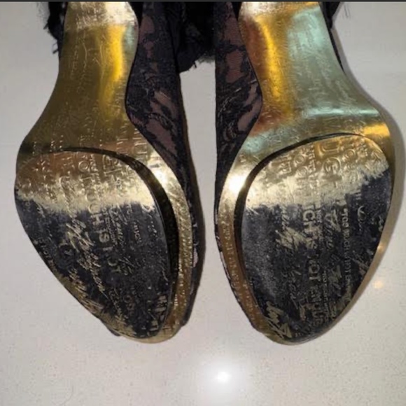 sexy black lace evening heels size 9M by Beverly Feldman - Picture 7 of 9